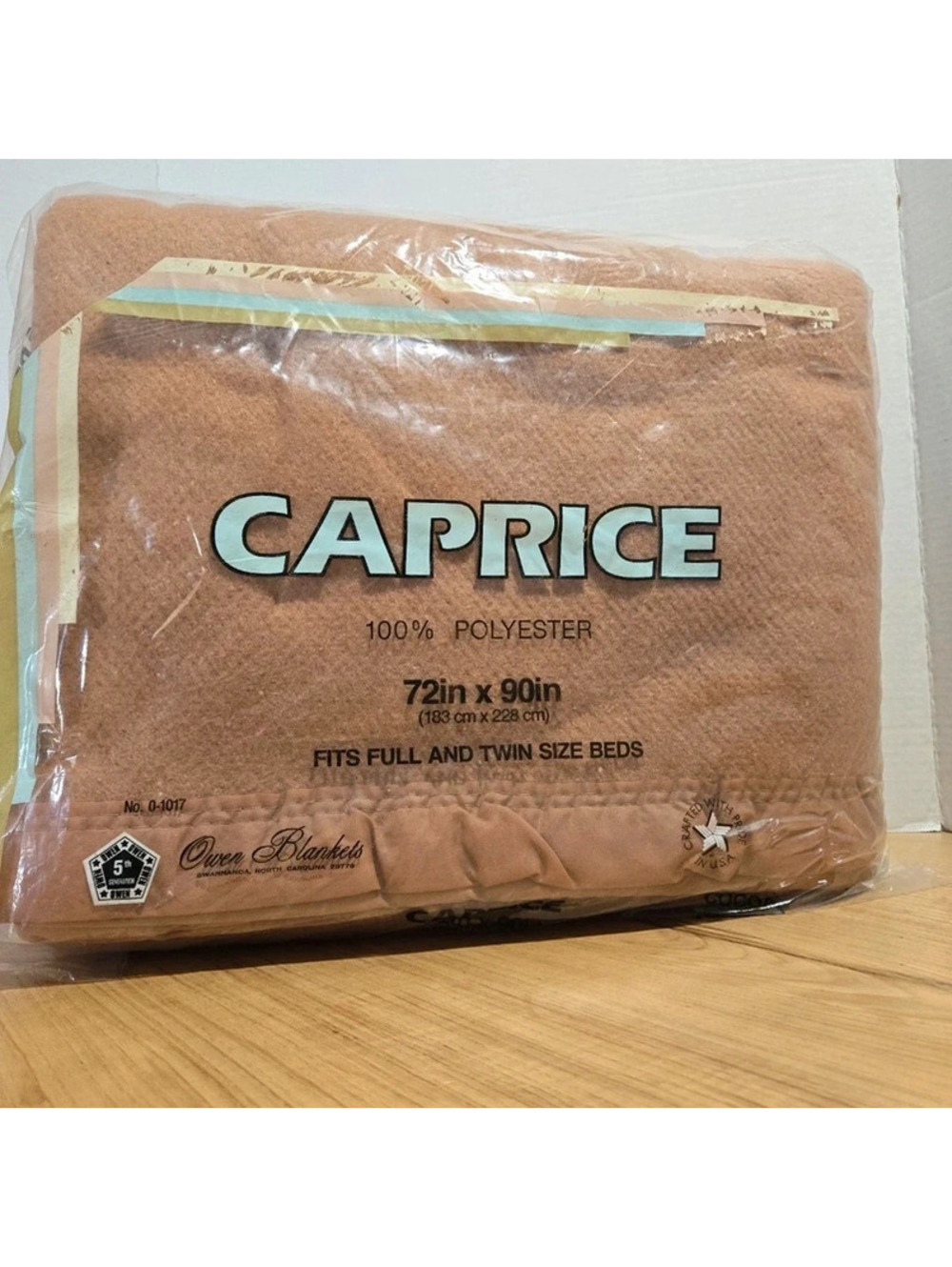 Owen Caprice Blanket Cocoa Brown Polyester Twin/Full Size 72x90" New Vintage USA